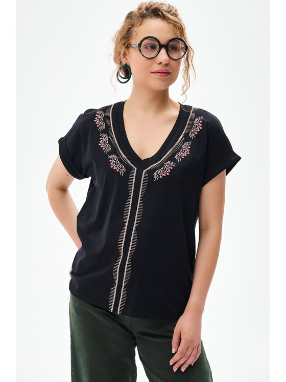blue shadow blue shadow Bluzka Calen Czarny Regular Fit
