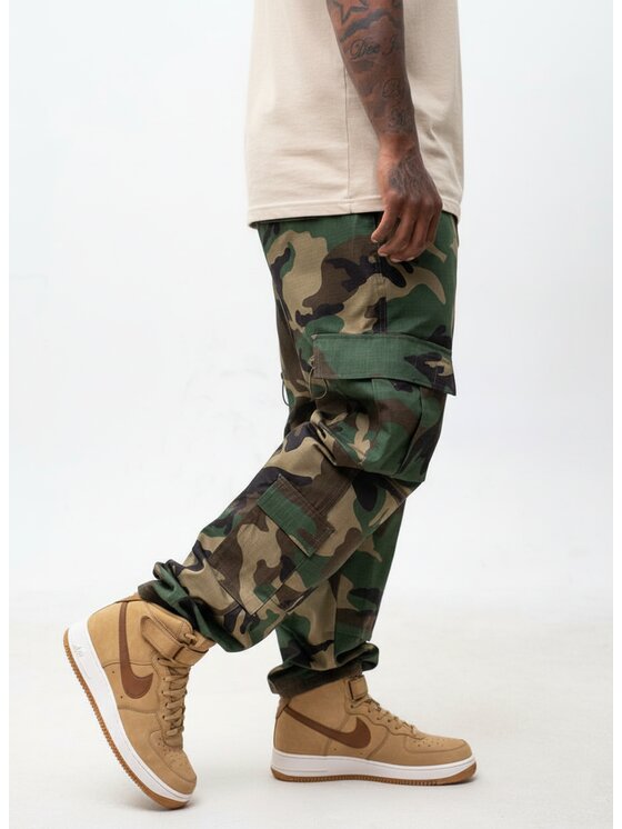 Jigga Wear Jigga Wear Spodnie cargo Bojówki Camo Moro Wojskowe Militarne Taktyczne RipStop 129987 Khaki Regular Fit
