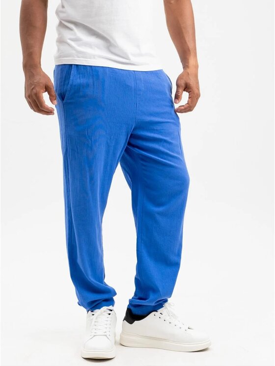 Machinist Machinist Spodnie materiałowe Spodnie Materiałowe Loose Fit Męskie Niebieskie Machinist Relaxed Crinkly Light L Niebieski Regular Fit