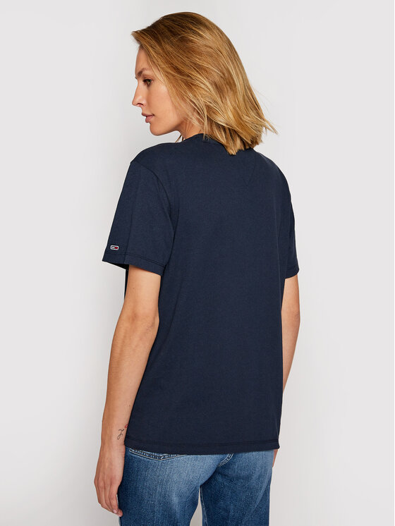 Tommy Jeans Marškinėliai Tjw Collegiate Logo DW0DW09075 Tamsiai mėlyna  Regular Fit • Modivo.lt