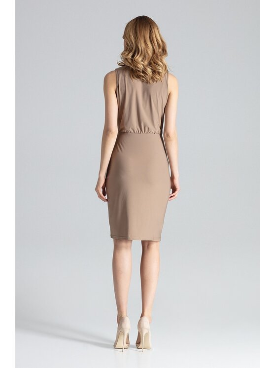 FIGL FIGL Sukienka M135 Beżowy Slim Fit