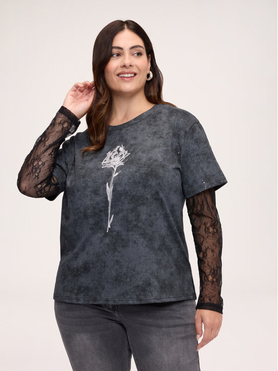 Fiorella Rubino Fiorella Rubino T-Shirt G097L009483N033 Czarny Regular Fit