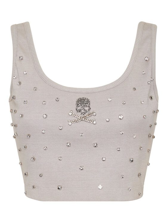 PHILIPP PLEIN PHILIPP PLEIN Tank top 23591 Beżowy Skin Tight Fit