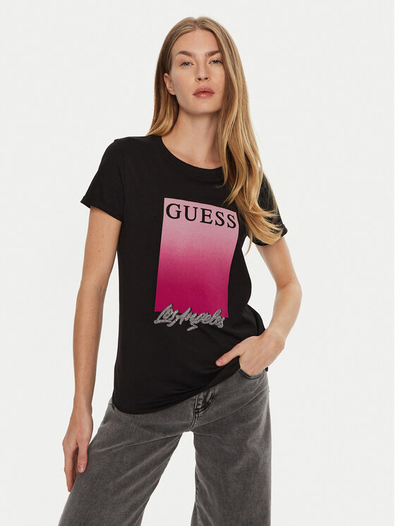 Guess T-krekls W4BI30 JA914 Melns Regular Fit