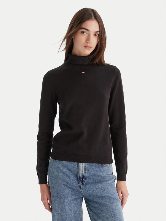 Tommy Jeans Tommy Jeans Rollkragenpullover Essential DW0DW21672 Schwarz Regular Fit