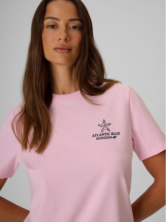 4F 4F T-Shirt OCEANS KEEPERS Różowy jasny Relaxed Fit
