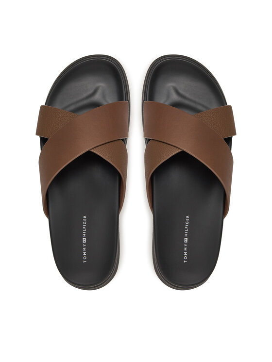 Tommy Hilfiger Tommy Hilfiger Natikači D Density Hilfiger Lth Cc Sand FM0FM05358 Rjava