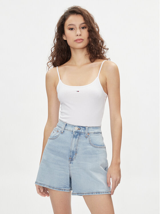 Tommy Jeans Body Essential DW0DW17993 Bianco Slim Fit, taglia : XXS