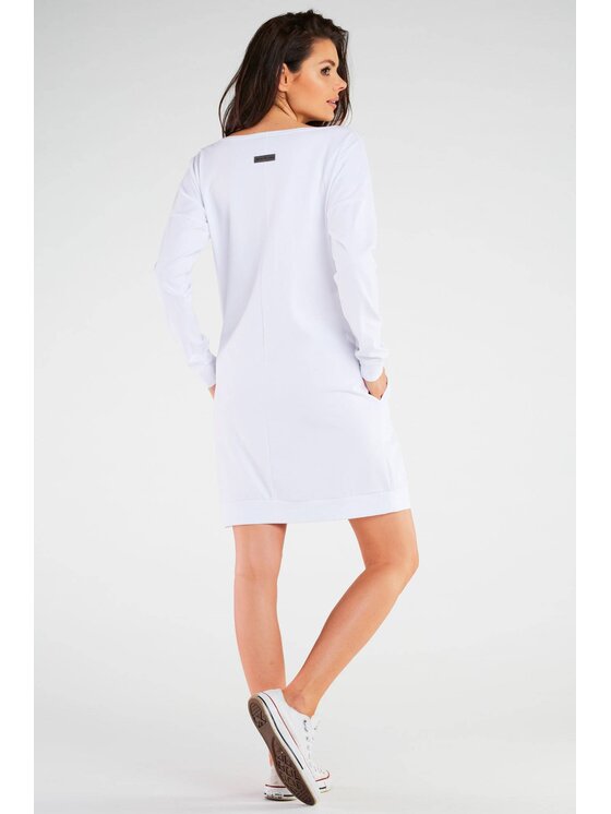 Infinite You Infinite You Sukienka dzianinowa M257 Biały Basic Fit