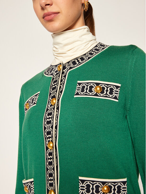 Tory Burch Tory Burch Кардиган Gemini Link Kendra 64649 Зелений Regular Fit