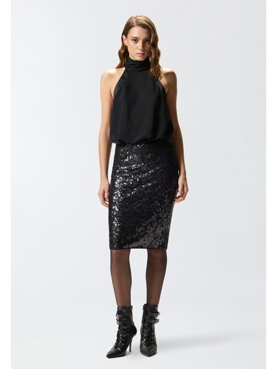PINKO PINKO Φούστα Papacieca gonna micropaillettes Μαύρο Regular Fit