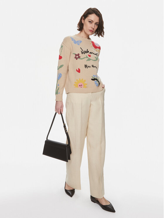 Weekend Max Mara Weekend Max Mara Hlače iz tkanine Malizia 2415131022 Bež Relaxed Fit
