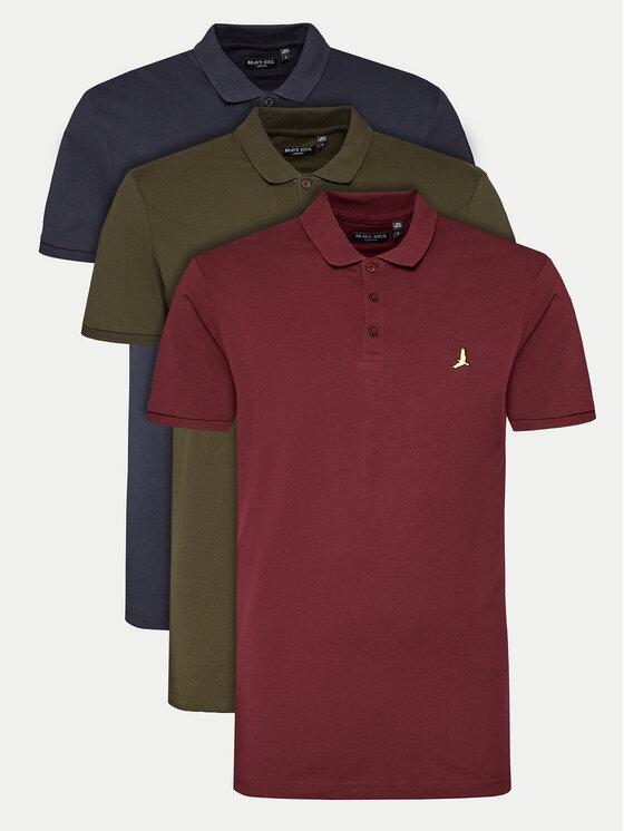 Brave Soul Brave Soul Σετ μπλούζες polo MPS-628KEVONB Έγχρωμο Regular Fit