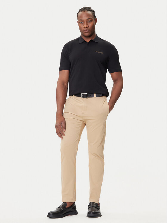 HUGO HUGO Тениска с яка и копчета Dirlmere 50542830 Черен Regular Fit