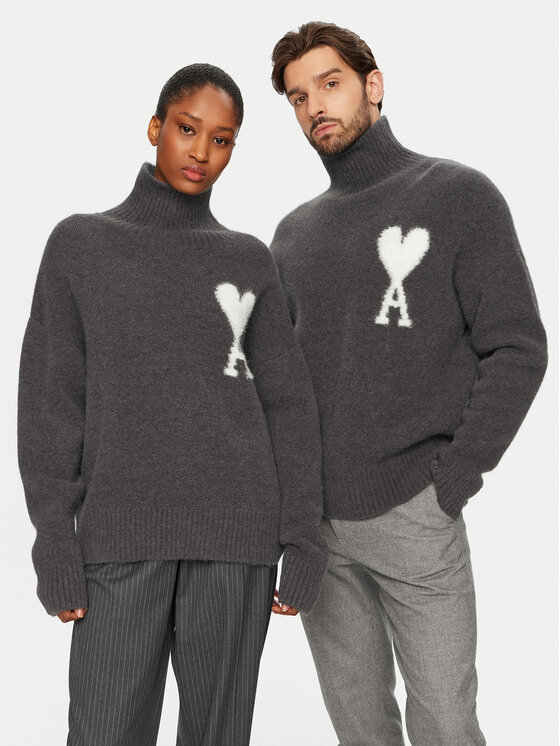 AMI Paris AMI Paris Rollkragenpullover UKS425.KN0032 Grau Relaxed Fit