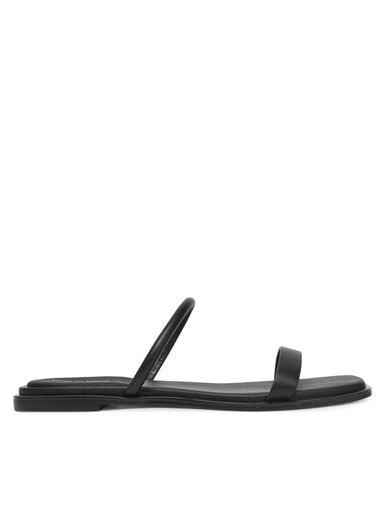 Calvin Klein Calvin Klein Klapki Flat Sandal Squared 2-Bar Lth HW0HW02532 Czarny