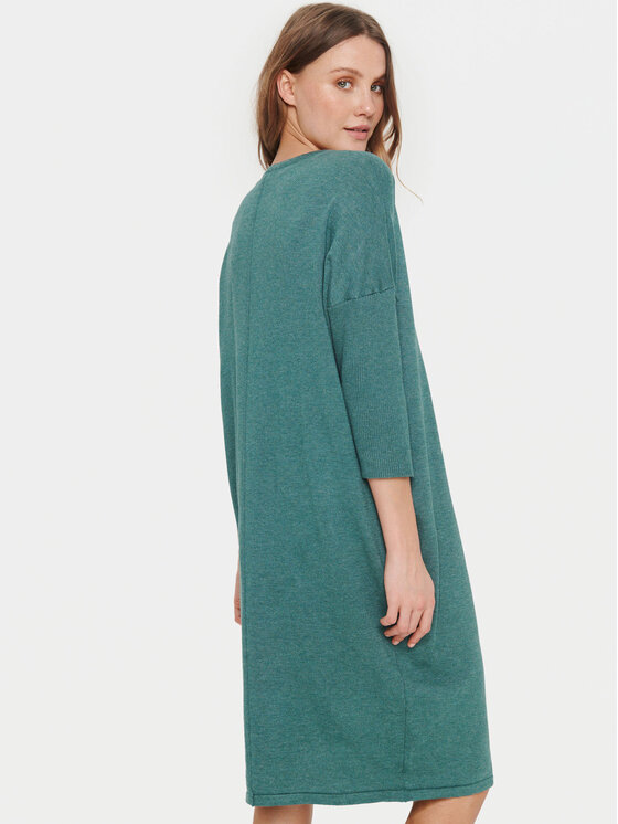 Saint Tropez Saint Tropez Pletena obleka 30512181 Zelena Casual Fit