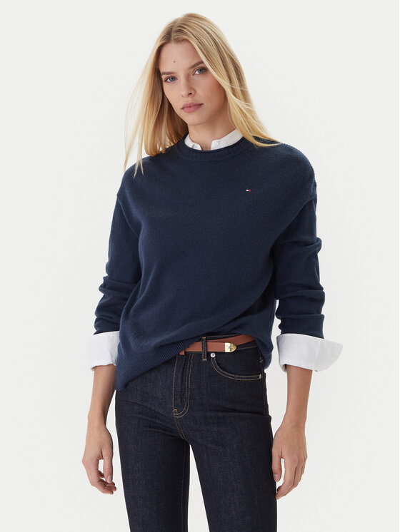 Tommy Hilfiger Tommy Hilfiger Sweater WW0WW46438 Sötétkék Regular Fit