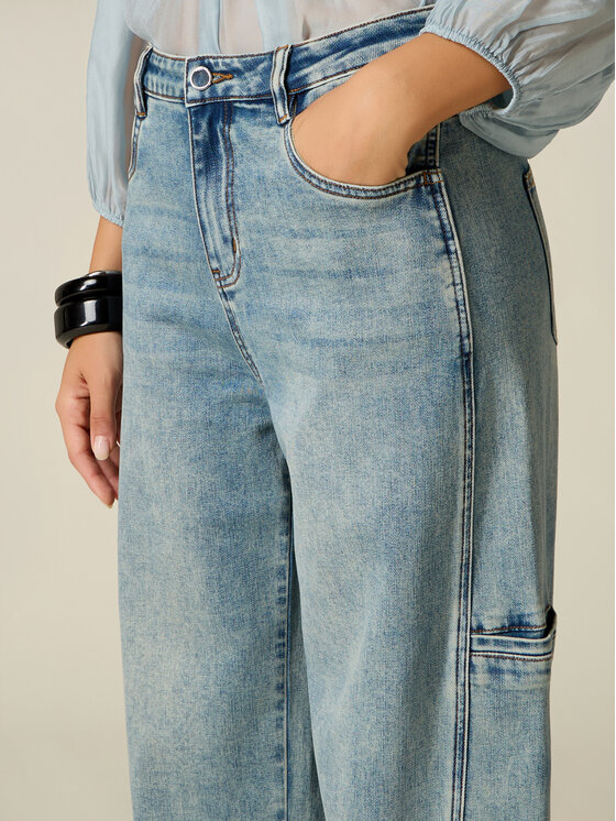 Oltre Oltre Jeansy P408R009274N024 Turkusowy Boy Fit