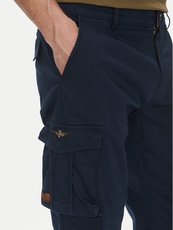 Aeronautica Militare Aeronautica Militare Medžiaginės kelnės 251PA1658CT3511 Tamsiai mėlyna Regular Fit