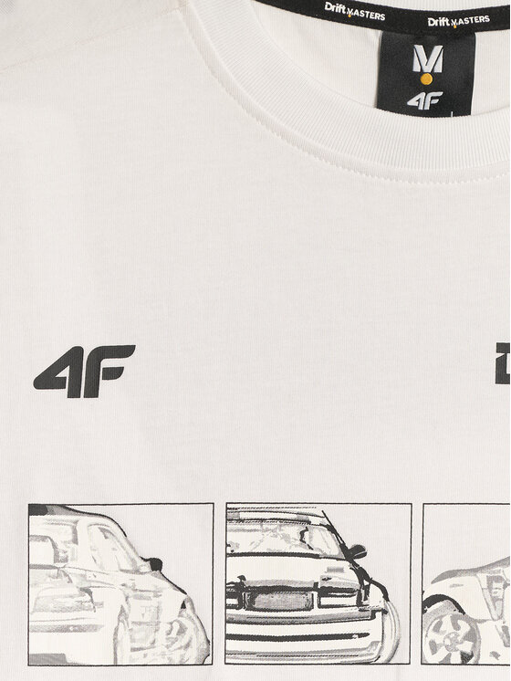 4F 4F T-Shirt MOTOSPORTS 2026 Biały Loose Fit