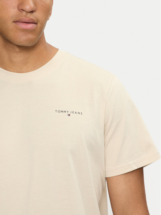 Tommy Jeans Tommy Jeans Тишърт Linear Chest DM0DM18555 Бежов Slim Fit