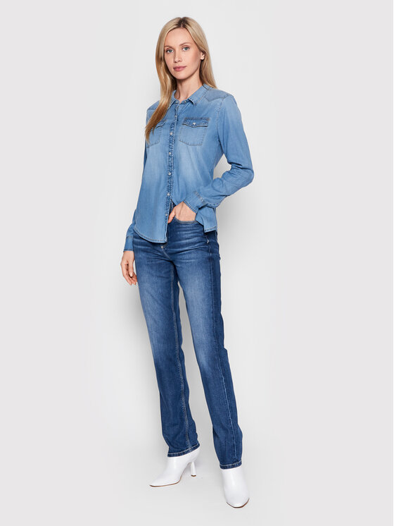 Guess Guess Marškiniai W2GH75 D4NA1 Mėlyna Slim Fit