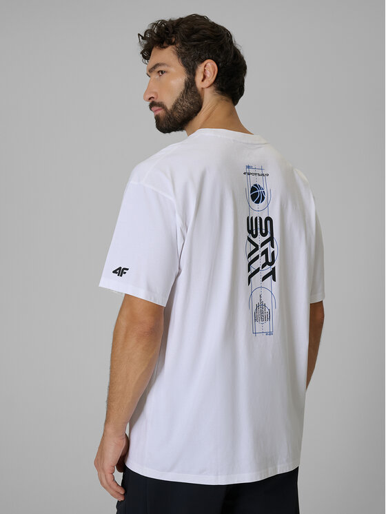 4F 4F T-Shirt ESSENTIALS Biały Loose Fit