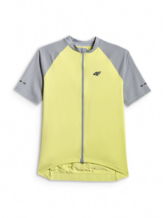 4F 4F Koszulka rowerowa GET LOST FEEL FOUND Żółty jasny Slim Fit