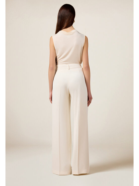Oltre Oltre Spodnie materiałowe P064R008588N021 Biały Baggy Fit