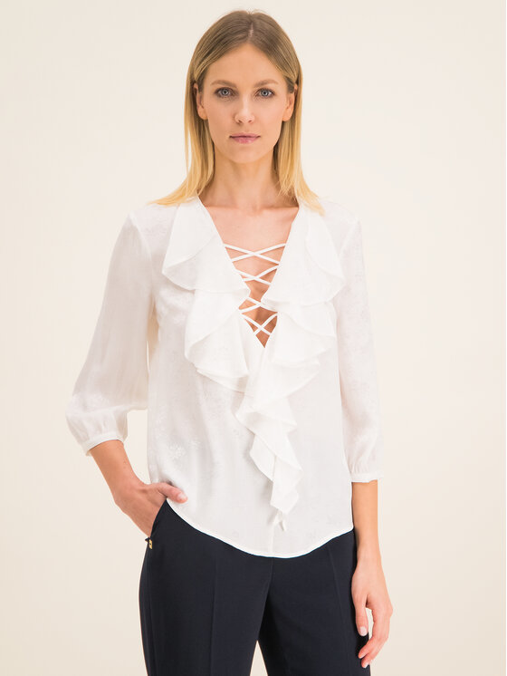 Manila Grace Bluza Con Rouche C134XJ Bela Relaxed Fit