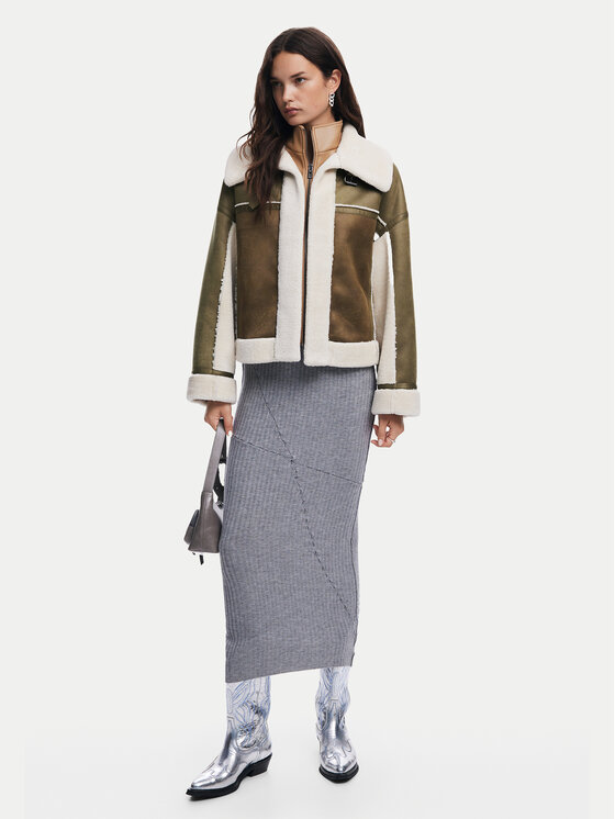 Desigual Desigual Cappotto in shearling Chaq 24WWEWB7 Cachi Regular Fit