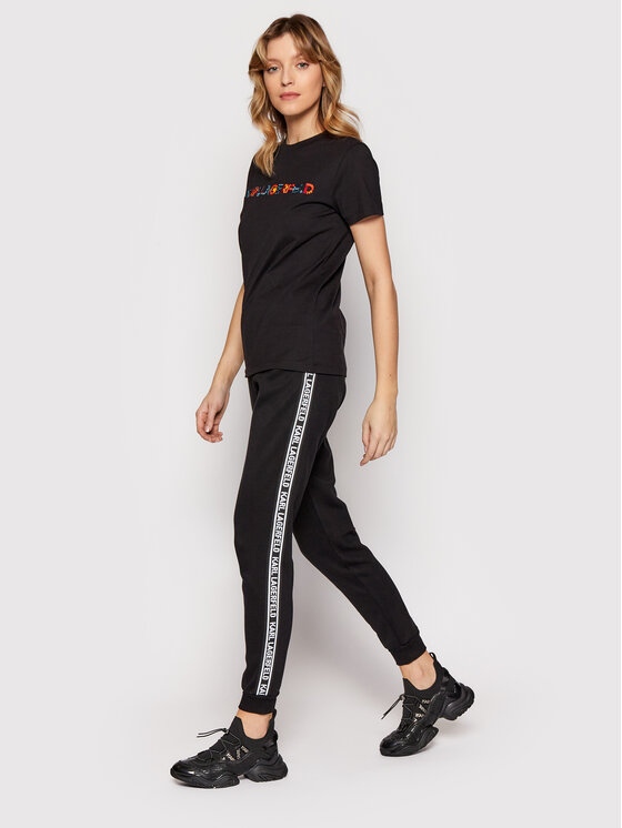 KARL LAGERFELD KARL LAGERFELD Teplákové kalhoty Double Jersey 220W1031 Černá Regular Fit