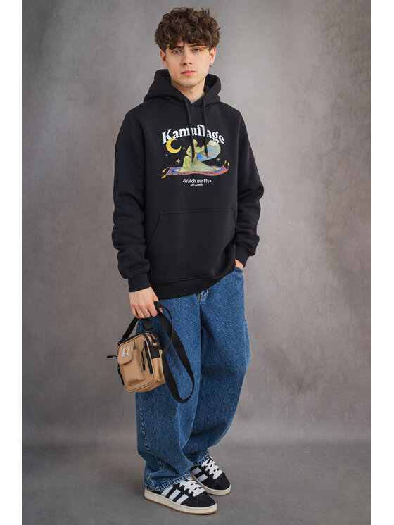 Kamuflage Kamuflage Bluza Get High Czarny Comfortable Fit