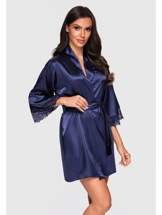 Ombre Ombre Szlafrok LW-NWRB-0105 Granatowy Regular Fit