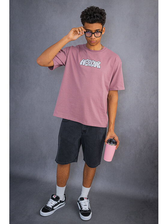 Mercur Mercur T-Shirt Mural Różowy Relaxed Fit