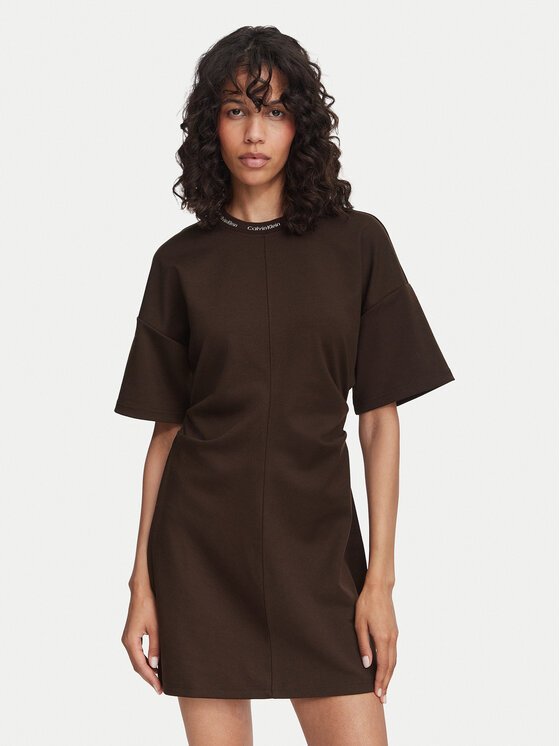 Calvin Klein Jeans Rochie de zi LV047G251G Maro închis Boxy Fit