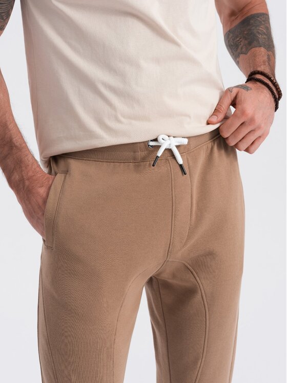 Ombre Ombre Joggers kalhoty OM-PABS-0173 Hnědá Regular Fit