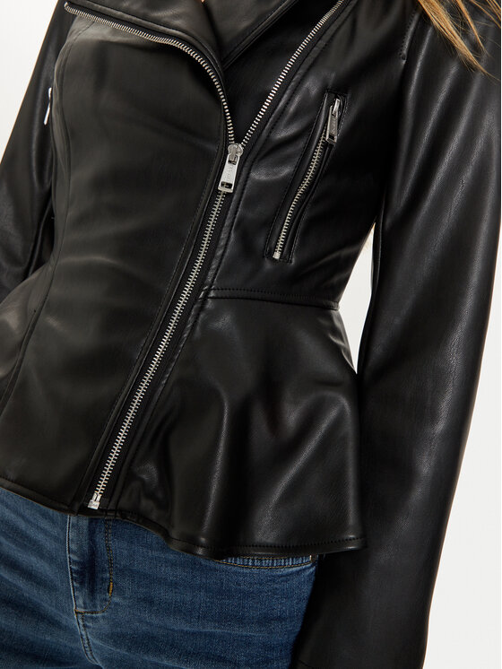 Guess Guess Kurtka z imitacji skóry W4BL3T KCP70 Czarny Regular Fit