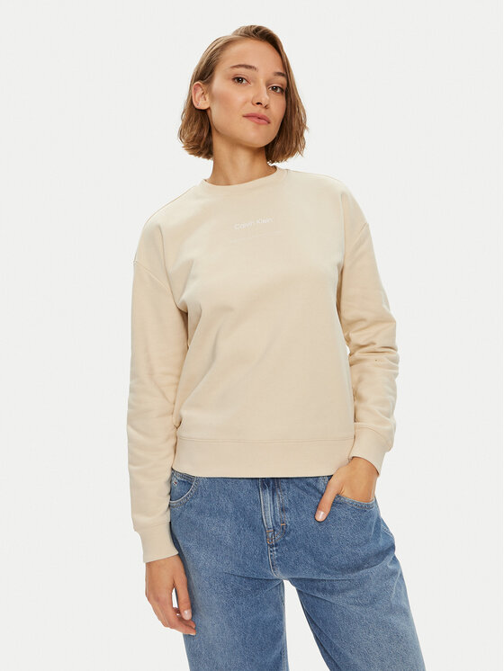 Calvin Klein Mikina Multi Logo K20K207216 Béžová Regular Fit