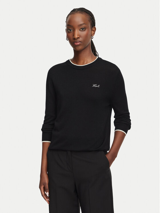 KARL LAGERFELD Pulover B3W18037 Negru Regular Fit