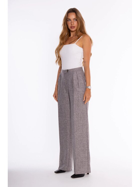 Made of Emotion Made of Emotion Kalhoty z materiálu M930 Šedá Wide Leg