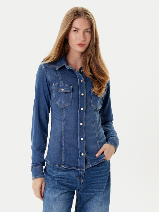 Guess Koszula jeansowa W5YH63 D0781 Niebieski Regular Fit
