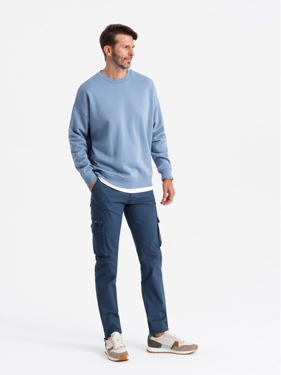 Ombre Ombre Spodnie cargo OM-PACG-0196 Granatowy Regular Fit