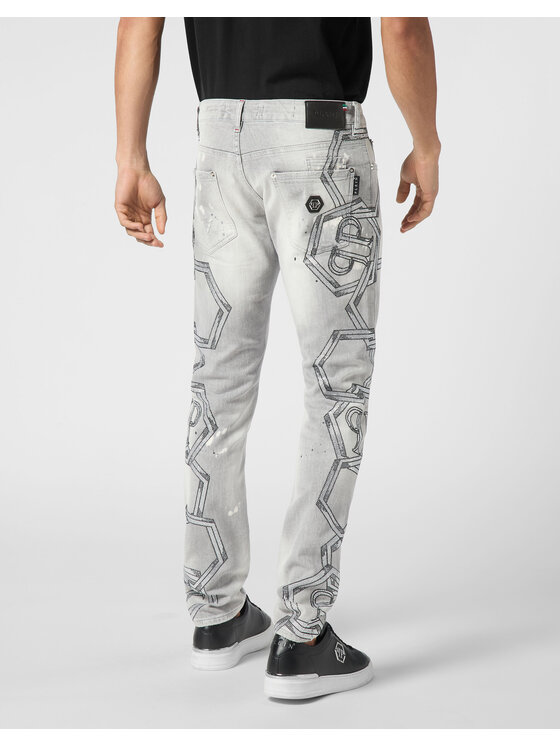 PHILIPP PLEIN PHILIPP PLEIN Jeansy 21111 Šedá Straight Leg