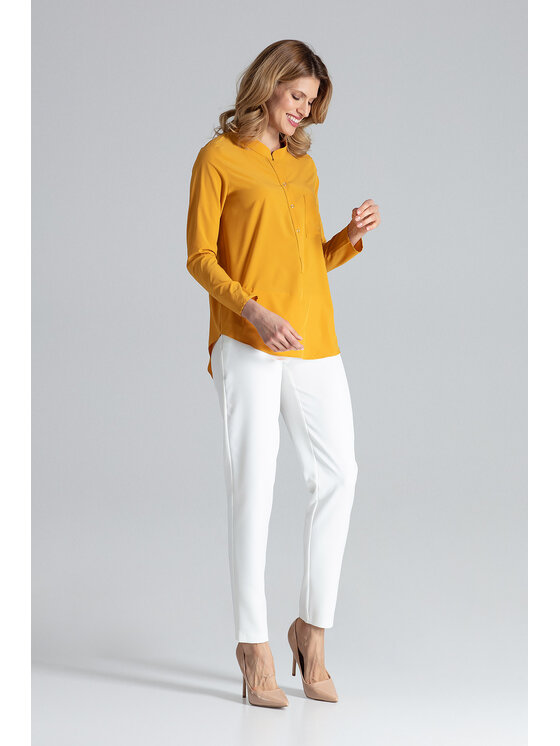 FIGL FIGL Bluzka M663 Żółty Regular Fit