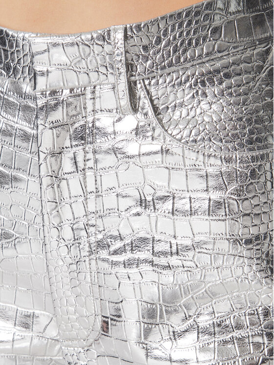 ROTATE ROTATE Tehisnahast püksid Rotiie RT2227 Hõbedane Relaxed Fit