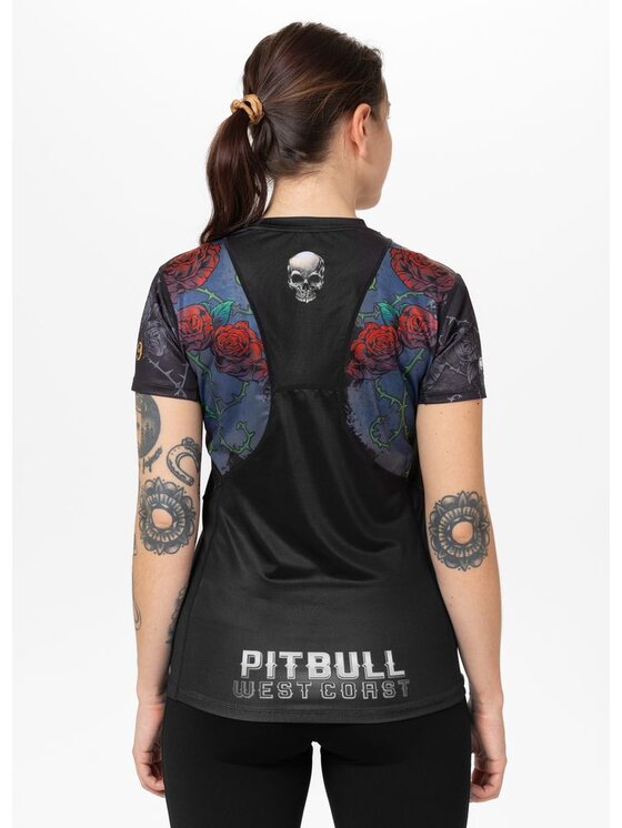 PITBULL PITBULL T-Shirt Koszulka sportowa damska Mesh SANTA MUERTE XL Czarny Regular Fit