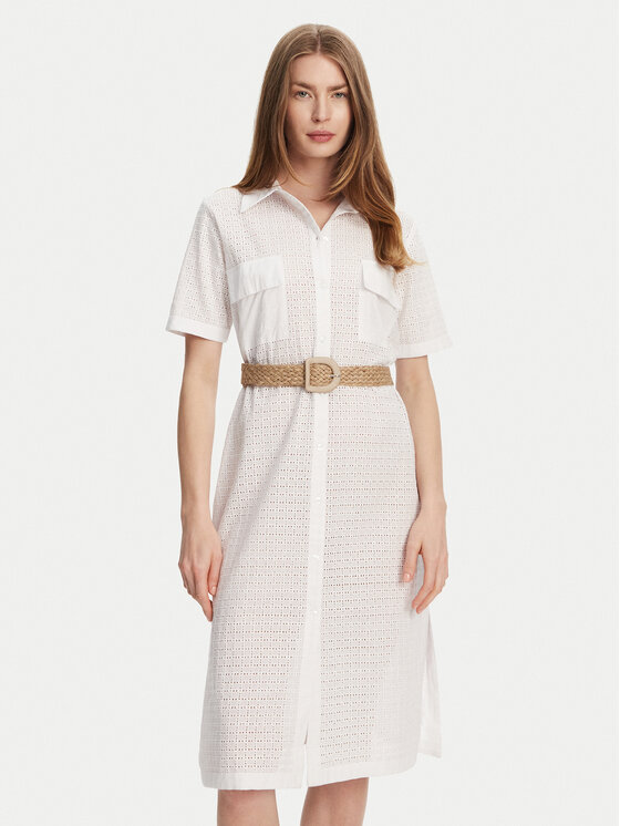Selmark Selmark Rochie tip cămașă BC133 Alb Regular Fit