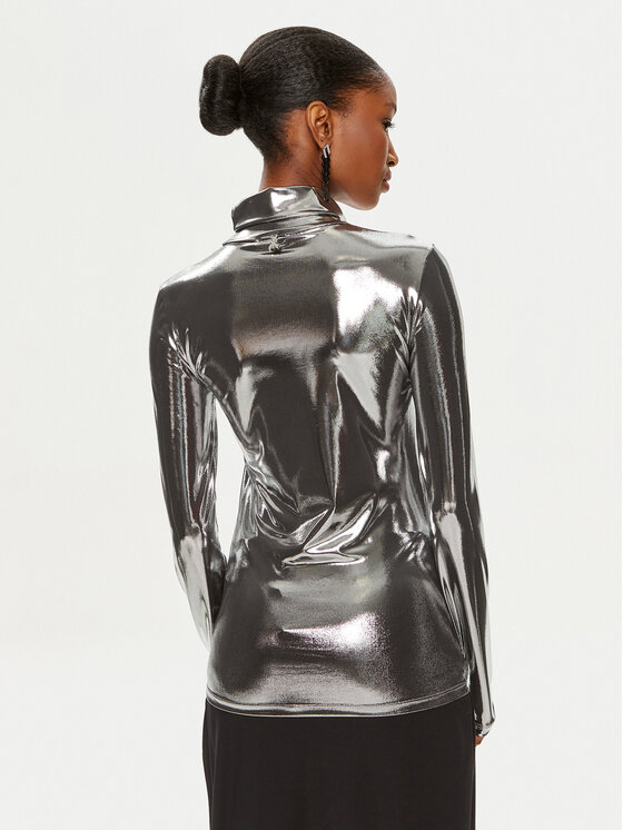 Patrizia Pepe Patrizia Pepe Krekls ar augstu apkakli 8M1580/J016-X3OT Sudraba Slim Fit